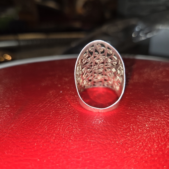 Stwrling Silver Fillagree Full Finger Ring - Picture 3 of 5